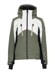 Peak Mountain Kurtka narciarska "Acharme" w kolorze oliwkowo-białym rozmiar: S. Białe kurtki narciarskie Peak Mountain, m, bez wzorów, bez kaptura, narciarskie. Za 704.47 zł.