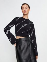 ROTATE Sweter Sequin Logo 110113100 Czarny Regular Fit. Czarne swetry ROTATE, bez wzorów, z bawełny, bez ramiączek. Za 1,869.00 zł.