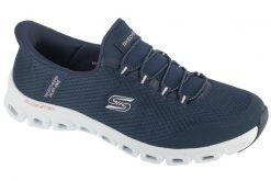 Buty sportowe Sneakersy damskie, Slip-Ins: Glide-Step - Pursuit. Niebieskie buty treningowe Skechers, bez wzorów, z materiału, przed kostkę, bez zapięcia, trekkingowe. Za 299.99 zł.