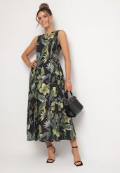 Czarna Bawełniana Sukienka Rozkloszowana we Florystyczny Print Liliova. Czarne sukienki Born2be, na imprezę, l, bez wzorów, z bawełny, klasyczne, bez kołnierzyka, bez ramiączek, maxi, rozkloszowane. W wyprzedaży za 169.99 zł.
