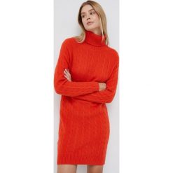 Polo Ralph Lauren sukienka wełniana kolor pomarańczowy mini prosta. Brązowe sukienki Polo Ralph Lauren, na co dzień, l, bez wzorów, z dzianiny, bez kołnierzyka, bez ramiączek, mini, proste. Za 1,859.90 zł.