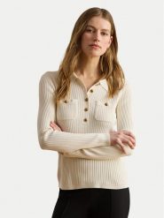 LAUREN RALPH LAUREN Sweter 200P03459003 Kremowy Slim Fit. Białe swetry Lauren Ralph Lauren, s, bez wzorów, z wiskozy, bez ramiączek. Za 989.99 zł.