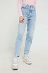 Tommy Jeans jeansy damskie high waist. Niebieskie jeansy Tommy Jeans, bez wzorów, z jeansu, z podwyższonym stanem. Za 539.99 zł.