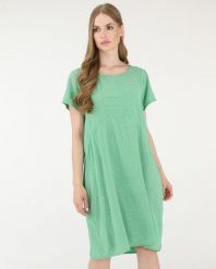 Zielona sukienka w paski. Zielone sukienki Unisono, l, bez wzorów, z wiskozy, bez kołnierzyka, bez ramiączek, mini. Za 129.00 zł.