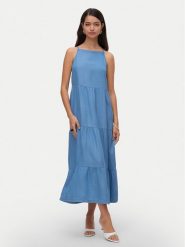 Vero Moda Sukienka letnia Fleur 10326075 Niebieski Loose Fit. Niebieskie sukienki Vero Moda, s, bez wzorów, z lyocellu, bez kołnierzyka, bez ramiączek. Za 149.99 zł.