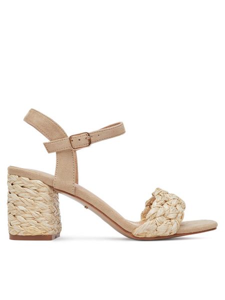 DeeZee Sandały XFV3269-84 Beżowy. Brązowe sandały DeeZee, bez wzorów, z syntetyku, bez obcasa, na słupku, bez zapięcia. Za 129.99 zł.