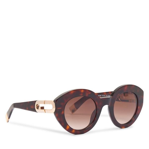 Okulary przeciwsłoneczne Furla. Brązowe okulary przeciwsłoneczne Furla, bez wzorów. Za 1,059.00 zł.