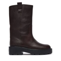 Kozaki Tommy Jeans. Brązowe kozaki Tommy Jeans, bez wzorów, z jeansu, bez obcasa, bez zapięcia. Za 799.99 zł.