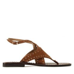 Sandały TWINSET. Brązowe sandały Twinset, bez wzorów, bez obcasa, na płaskiej podeszwie, bez zapięcia. Za 479.99 zł.