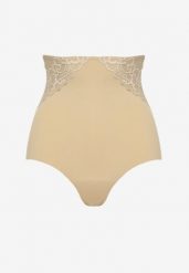 Beżowe Majtki Modelujące High Waist Savirolle. Brązowe bielizna modelująca Renee, bez wzorów, z jeansu, z podwyższonym stanem. W wyprzedaży za 35.99 zł.