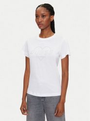 Guess T-Shirt V5GI10 K9RM1 Biały Regular Fit. Białe t-shirty Guess, l, z aplikacjami, z bawełny, bez kołnierzyka, bez ramiączek. Za 129.99 zł.