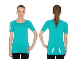 Koszulka damska krótki rękaw Brubeck Athletic lazurowa zieleń M SS11080. Niebieskie t-shirty sportowe Brubeck, m, bez wzorów, z poliamidu, bez ramiączek, do biegania. Za 77.99 zł.