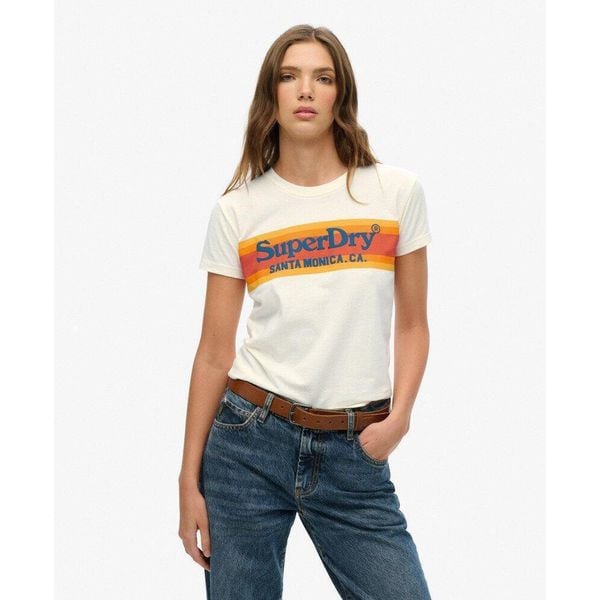 Dopasowana koszulka Venue Outdoors. Białe t-shirty sportowe Superdry, bez wzorów, z bawełny, bez ramiączek. W wyprzedaży za 159.10 zł.