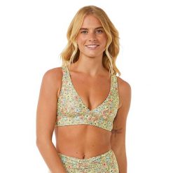 Góra od stroju kąpielowego Rip Curl Sea Of Dreams Revo Halter. Zielone bikini RIPCURL, bez wzorów. Za 89.99 zł.