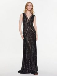 Elisabetta Franchi Sukienka wieczorowa AB-366-32E2-V740 Czarny Regular Fit. Czarne sukienki Elisabetta Franchi, bez wzorów, z syntetyku, wizytowe, bez kołnierzyka, bez ramiączek. Za 2,849.00 zł.