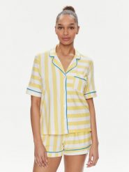 DKNY Piżama YI50003 Żółty Regular Fit. Żółte piżamy DKNY, xl, bez wzorów, z bawełny, bez kołnierzyka, bez ramiączek. Za 479.99 zł.