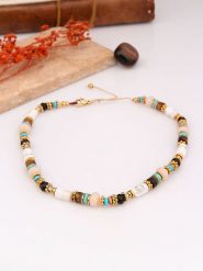 Charlize Pozłacany naszyjnik z kamieniami szlachetnymi - dł. 45 cm rozmiar: onesize. Białe naszyjniki Charlize, z materiału, z jaspisem, pozłacane. Za 117.73 zł.