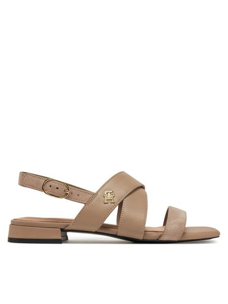Tommy Hilfiger Sandały FW0FW08507 Beżowy. Brązowe sandały Tommy Hilfiger, bez wzorów, ze skóry, bez obcasa, na płaskiej podeszwie, bez zapięcia. Za 349.99 zł.