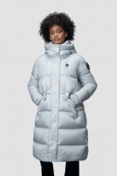 BLAUER Błękitny damski płaszcz Lena Raincoat Long Jackets. Niebieskie płaszcze Blauer USA, s, bez wzorów, ze lnu, eleganckie. W wyprzedaży za 1,349.99 zł.