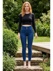 SOULSHAE Dżinsy - Skinny fit - w kolorze niebieskim rozmiar: 42. Niebieskie jeansy SOULSHAE, bez wzorów, klasyczne, z podwyższonym stanem. Za 159.95 zł.