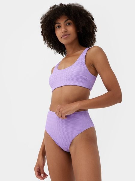 4F Góra od bikini z materiałów z recyklingu damska M. Fioletowe bikini 4f, bez wzorów, z gumy, klasyczne. W wyprzedaży za 9.99 zł.