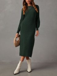 Milan Kiss Sukienka w kolorze ciemnozielonym rozmiar: M. Zielone sukienki Milan Kiss, m, bez wzorów, prążkowane, bez kołnierzyka, bez ramiączek, midi. Za 149.66 zł.