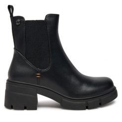 Botki Refresh. Czarne botki Refresh, bez wzorów, bez obcasa, na słupku, bez zapięcia. Za 179.99 zł.