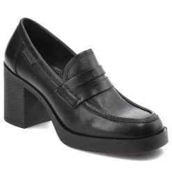 Czarne Półbuty Nessi Gustowne Buty Na Obcasie. Czarne półbuty wsuwane Nessi, bez wzorów, biznesowe, bez obcasa, na obcasie. Za 373.99 zł.