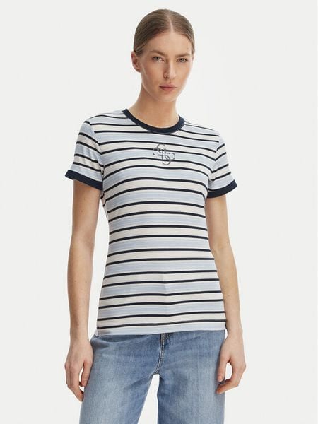 Guess T-Shirt W6GI18 K3040 Niebieski Classic Fit. Niebieskie t-shirty Guess, xs, z aplikacjami, z syntetyku, bez kołnierzyka, bez ramiączek. Za 105.99 zł.