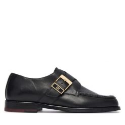 Półbuty Tommy Hilfiger. Czarne półbuty wsuwane Tommy Hilfiger, bez wzorów, bez obcasa, na płaskiej podeszwie. Za 649.99 zł.