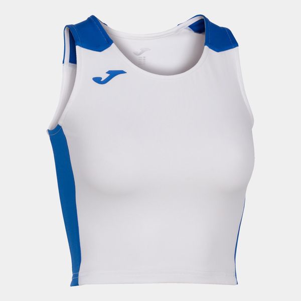 Tank top do biegania damski Joma Record II Crop top. Białe topy Joma, xs, bez wzorów, sportowe, bez kołnierzyka, bez ramiączek. Za 130.55 zł.