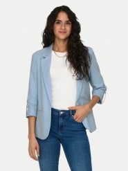 ONLY Marynarka Caro 15312199 Błękitny Loose Fit. Niebieskie marynarki i żakiety ONLY, bez wzorów, ze lnu, bez ramiączek. Za 169.99 zł.
