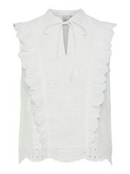 YAS Bluzka Luma 26036259 Biały Regular Fit. Białe bluzki YAS, bez wzorów, z bawełny, bez kołnierzyka, bez ramiączek. Za 159.99 zł.