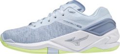 Buty do piłki ręcznej damskie Mizuno Wave Stealth Neo heather/white/neo lime. Białe buty treningowe Mizuno, bez wzorów, z dzianiny, bez zapięcia, do piłki ręcznej, mizuno wave. Za 269.99 zł.