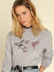 WOOOP Bluza "Blossom Bird" w kolorze szarym rozmiar: XXL. Szare bluzy Wooop, xxl, bez wzorów, bez ramiączek, bez kaptura. Za 113.36 zł.
