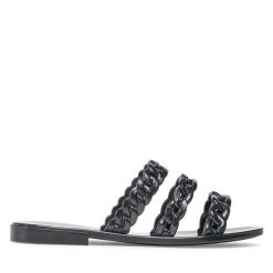 Klapki Melissa. Czarne klapki Melissa, bez wzorów, bez obcasa, bez zapięcia. Za 269.99 zł.