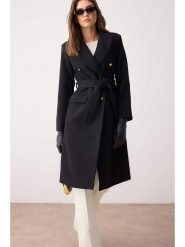 Trendyol Płaszcz przejściowy w kolorze czarnym rozmiar: 40. Czarne płaszcze Trendyol, bez wzorów, z tkaniny, bez kaptura. Za 115.24 zł.