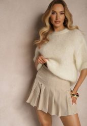 Beżowa Spódnica Plisowana z Wiskozą z Podszewką Imitującą Szorty Seltewin. Brązowe spódnice Renee, na co dzień, l, bez wzorów, z wiskozy, eleganckie, mini, proste. W wyprzedaży za 68.99 zł.