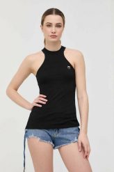 Pinko top bawełniany kolor czarny. Czarne topy Pinko, l, z aplikacjami, z bawełny, bez kołnierzyka, bez ramiączek. Za 359.99 zł.