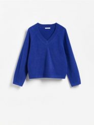 Sweter z raglanowym rękawem - niebieski. Niebieskie swetry Reserved, l, bez wzorów, z dzianiny, bez ramiączek. Za 119.99 zł.