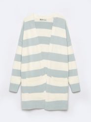 Sweter kardigan damski z kieszeniami w niebiesko-białe pasy Marilla 400. Niebieskie swetry BIG STAR, na lato, l, bez wzorów, retro, bez ramiączek. W wyprzedaży za 199.99 zł.