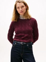 Tommy Hilfiger Sweter z dzianiny Kobiety Wełna lila, XS. Swetry Tommy Hilfiger, xs, bez wzorów, z dzianiny, eleganckie, bez ramiączek. Za 479.95 zł.