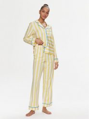 DKNY Piżama YI80003 Żółty Regular Fit. Żółte piżamy DKNY, xs, bez wzorów, z bawełny, bez kołnierzyka, bez ramiączek. Za 469.99 zł.