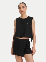 Tommy Jeans Top DW0DW22779 Czarny Regular Fit. Czarne topy Tommy Jeans, s, bez wzorów, z jeansu, bez kołnierzyka, bez ramiączek. Za 329.99 zł.