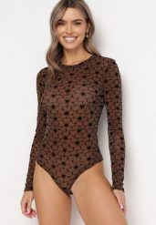 Brązowe Body z Welurowym Nadrukiem i Metaliczną Nitką Nasihi. Brązowe body i gorsety Born2be, bez wzorów, z weluru, bez ramiączek. W wyprzedaży za 84.99 zł.