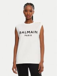 Balmain Top CF1ED001BB02 Biały Relaxed Fit. Białe topy Balmain, m, bez wzorów, z bawełny, bez kołnierzyka, bez ramiączek. Za 1,529.00 zł.