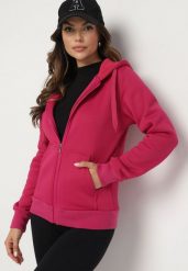Różowa Klasyczna Rozpinana Bluza z Bawełną i Kapturem Arfenia. Czerwone bluzy Born2be, s, bez wzorów, z bawełny, klasyczne, bez ramiączek. W wyprzedaży za 67.99 zł.