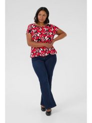 KAFFE curve Bluzka w kolorze czerwono-czarnym rozmiar: 48. Czerwone bluzki KAFFE curve, bez wzorów, z wiskozy, bez kołnierzyka, bez ramiączek. Za 78.99 zł.