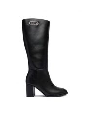 KARL LAGERFELD Kozaki Kinga KL35680 Czarny. Czarne kozaki KARL LAGERFELD, bez wzorów, ze skóry, bez obcasa, na słupku, bez zapięcia. Za 1,319.00 zł.