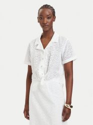 Guess Koszula W6GH48 W1881 Biały Classic Fit. Białe koszule Guess, l, z aplikacjami, z bawełny, bez kołnierzyka, bez ramiączek. Za 332.99 zł.